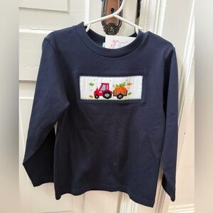 Children's Navy Blue Tractor Long Sleeve Tee